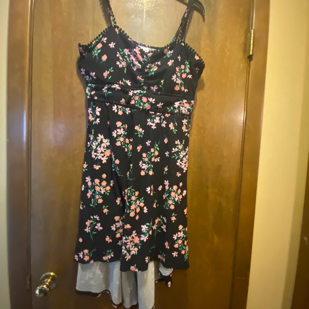 Floral Kids Dress - Black and Pink